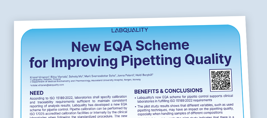 New EQA Scheme for Improving Pipetting Quality